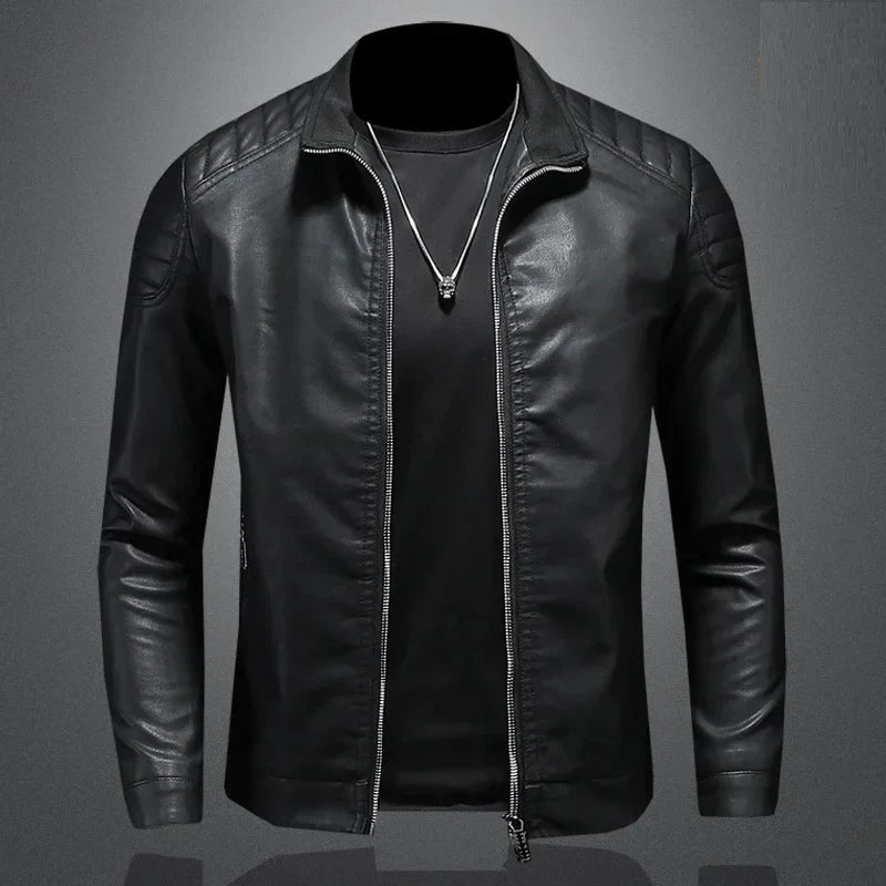 Veste bomber en cuir pour hommes - Karl