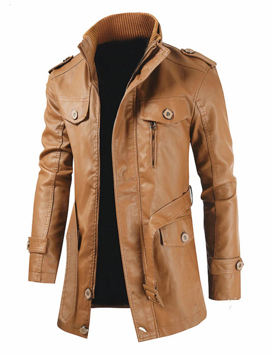 Mathis - veste longue en cuir pour homme